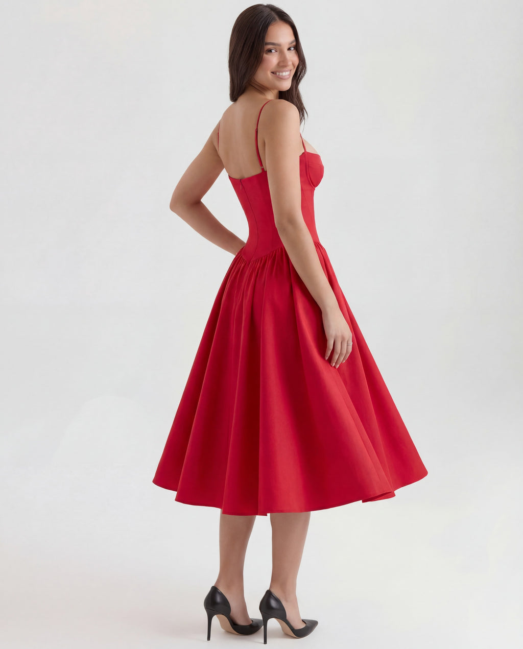 Underwired Sweetheart Neckline Corset Midi Dress for Special Occasions
