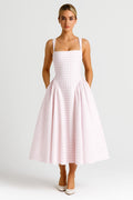 Checkered Square-Neck Midi Dress | Retro Style | Casual Wear for Women