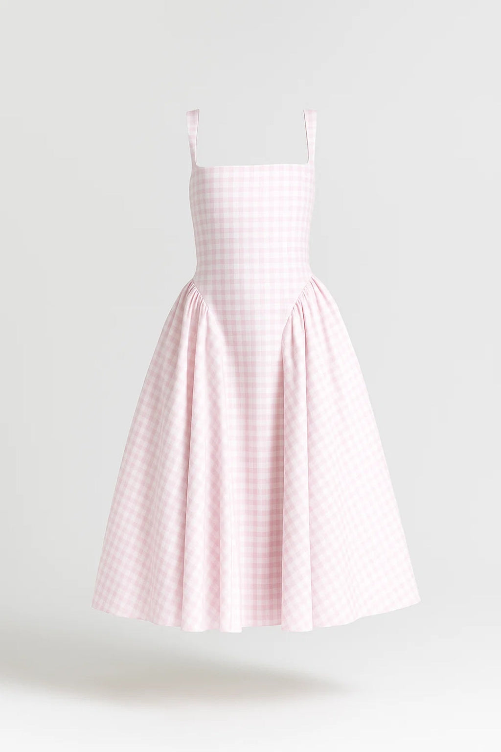 Checkered Square-Neck Midi Dress | Retro Style | Casual Wear for Women