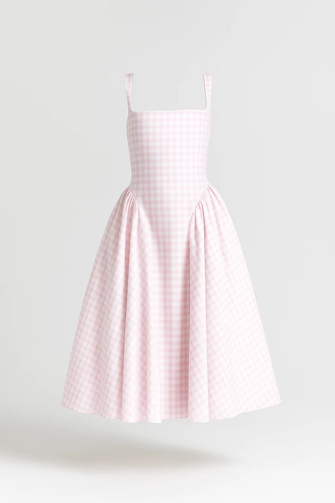 Checkered Square-Neck Midi Dress | Retro Style | Casual Wear for Women