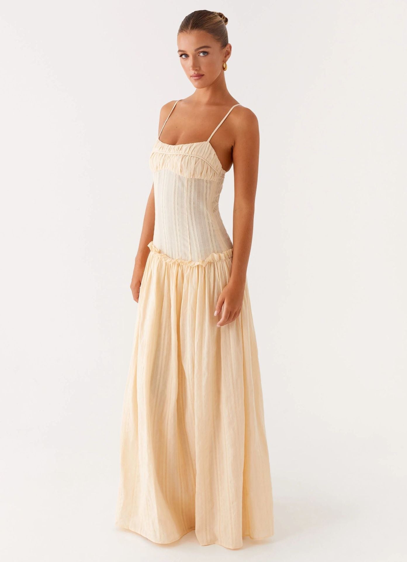 Color-Block Maxi Dress with Back Slip | Elegant Evening Wear for Women