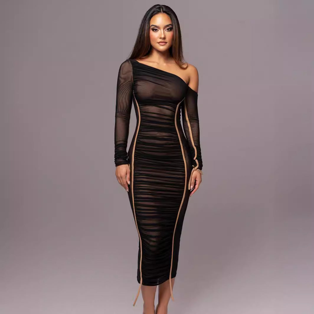 Bodycon Long Sleeve Midi Dress - Elegant Fit for Parties and Events