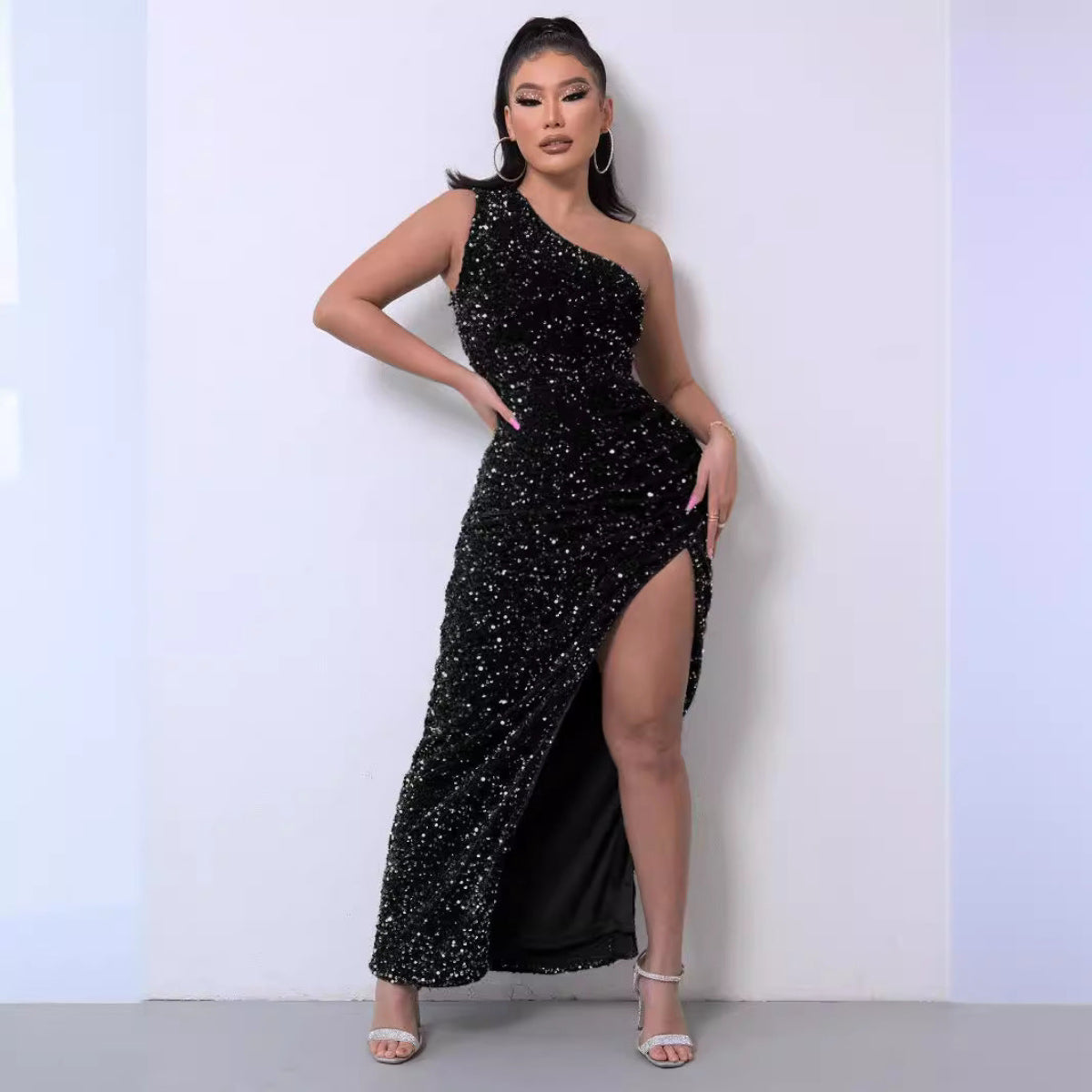 One-Shoulder Sequin Dress | Glamorous Evening Wear for Parties and Events