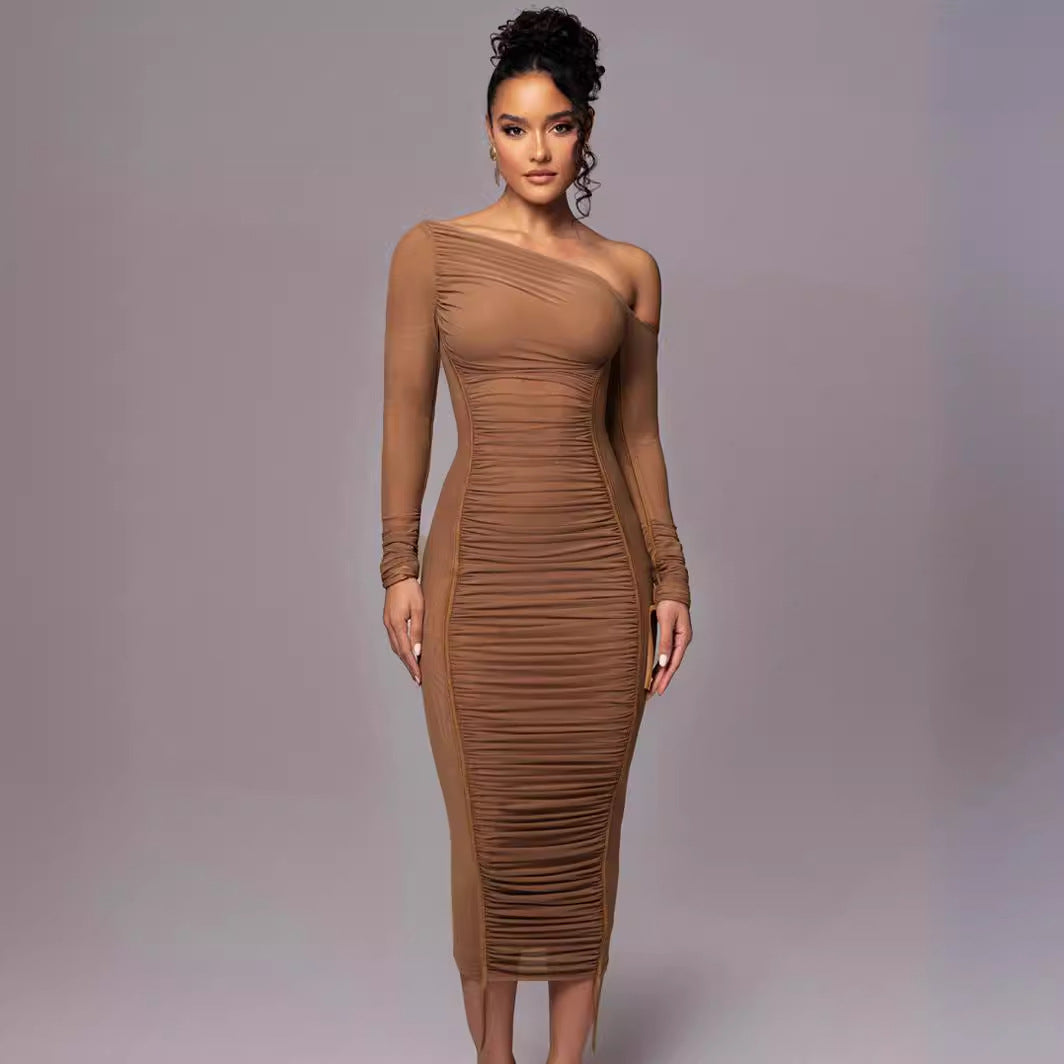Bodycon Long Sleeve Midi Dress - Elegant Fit for Parties and Events