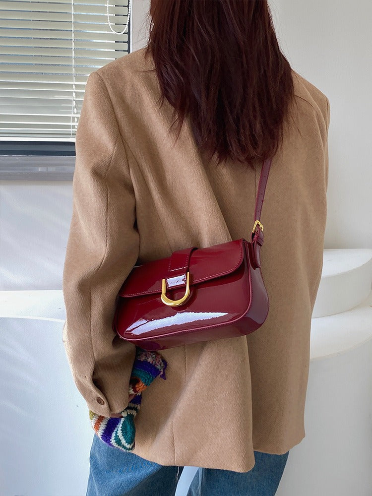 Vegan Leather Shoulder Bag in Crimson - Stylish Everyday Tote for Women