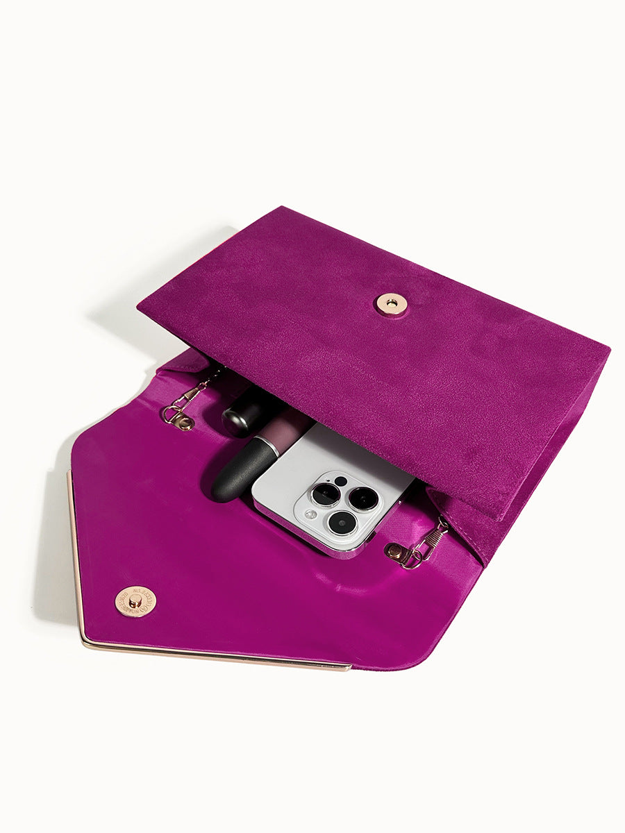 Suede Velvet Envelope Clutch Bag for Evening Events and Parties