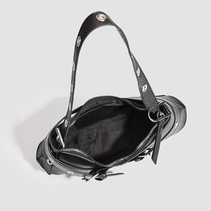 Buckle-Strap Shoulder Bag - Faux Leather - Casual Everyday Use