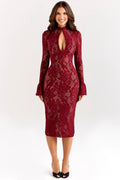 Floral Lace Midi Dress | Knitted Fabric | Elegant Casual Wear
