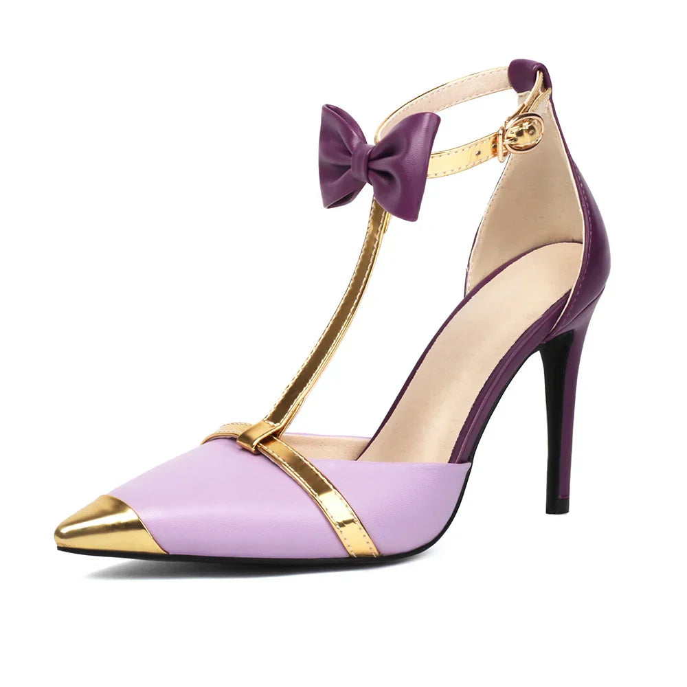 Bow Detail Heels - Elegant Satin Dress Shoes for Women