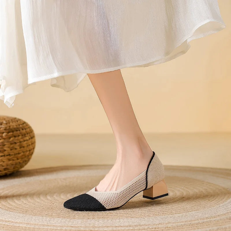 Knit Heels for Women - Comfortable Knit Upper, Elegant Design for Casual Wear