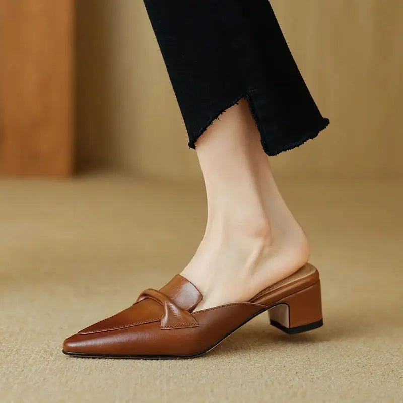 Leather Mules for Women - Stylish Slip-On Footwear for Everyday Wear