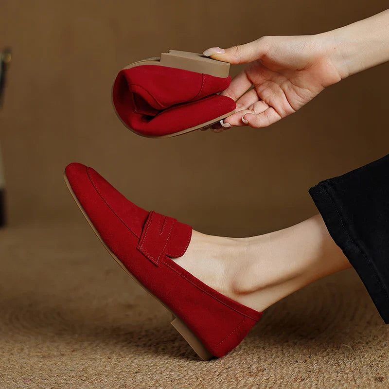 Suede Loafers for Women - Comfortable Casual Slip-On Shoes in Classic Design