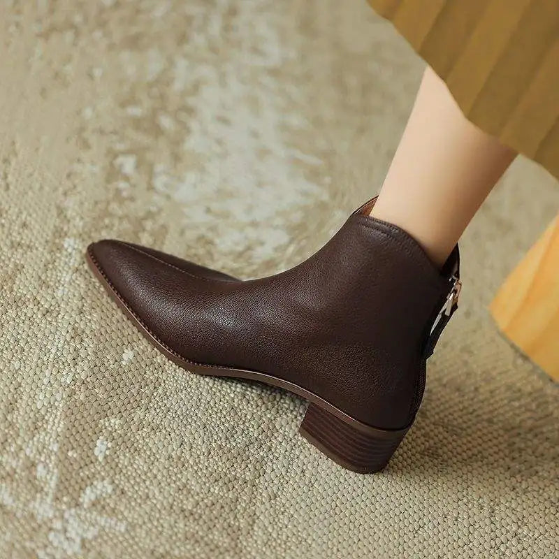 Leather Ankle Boots for Women - Classic Design for Everyday Wear