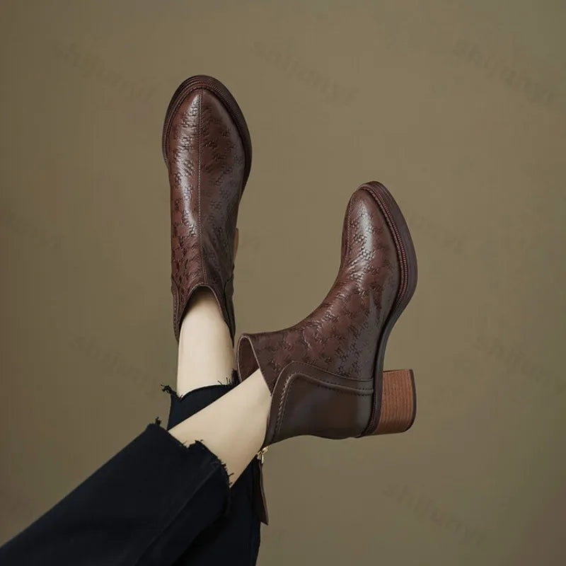 Ankle Boots for Women - Leather, Casual Style, Everyday Wear, Black