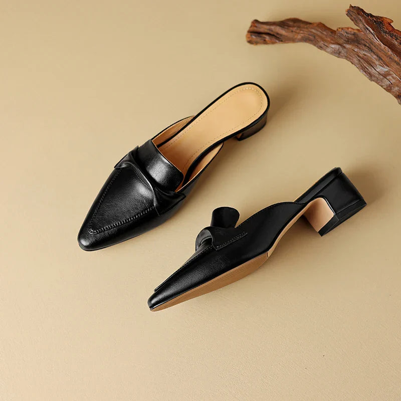 Leather Mules for Women - Stylish Slip-On Footwear for Everyday Wear