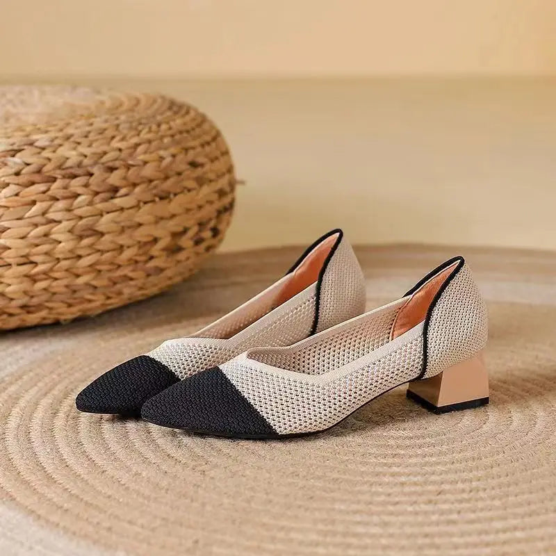 Knit Heels for Women - Comfortable Knit Upper, Elegant Design for Casual Wear