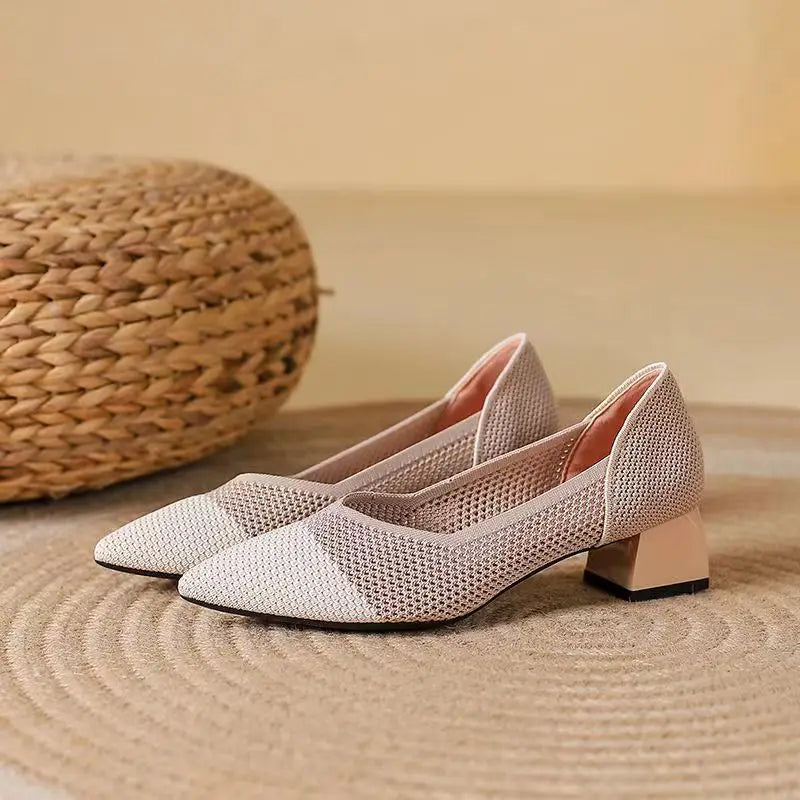 Knit Heels for Women - Comfortable Knit Upper, Elegant Design for Casual Wear