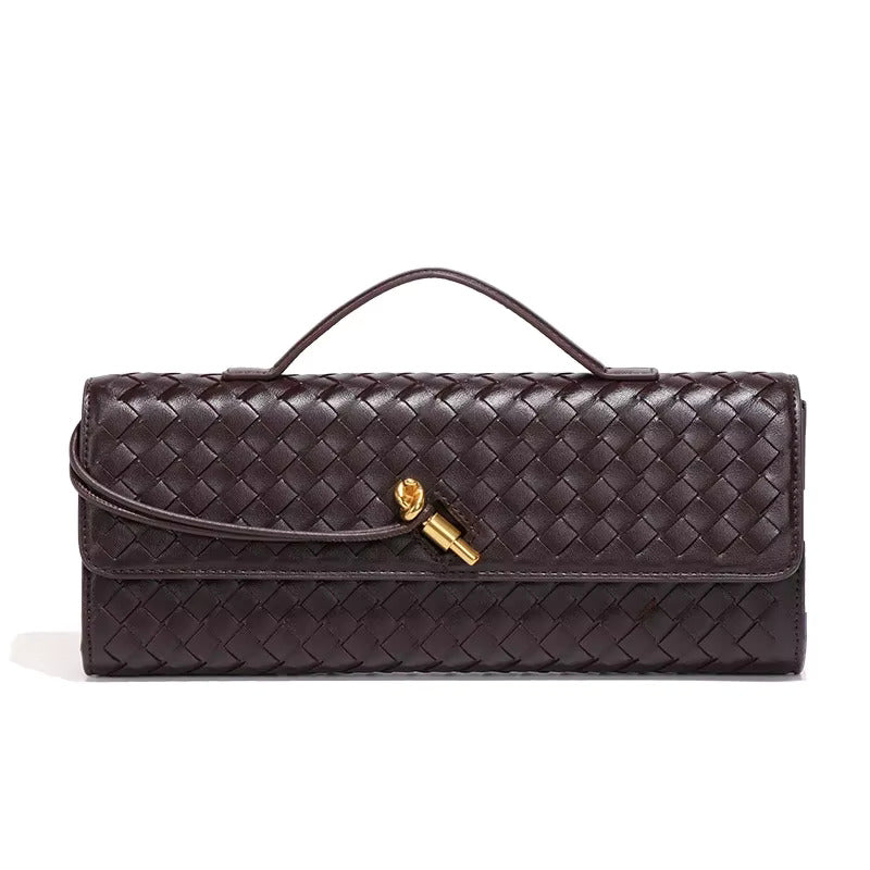 Woven Vegan Leather Clutch Bag - Chic Design for Evening and Casual Use