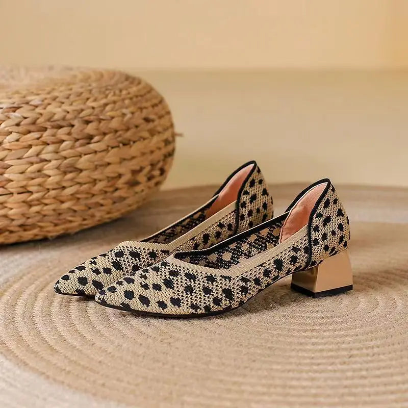 Knit Heels for Women - Comfortable Knit Upper, Elegant Design for Casual Wear