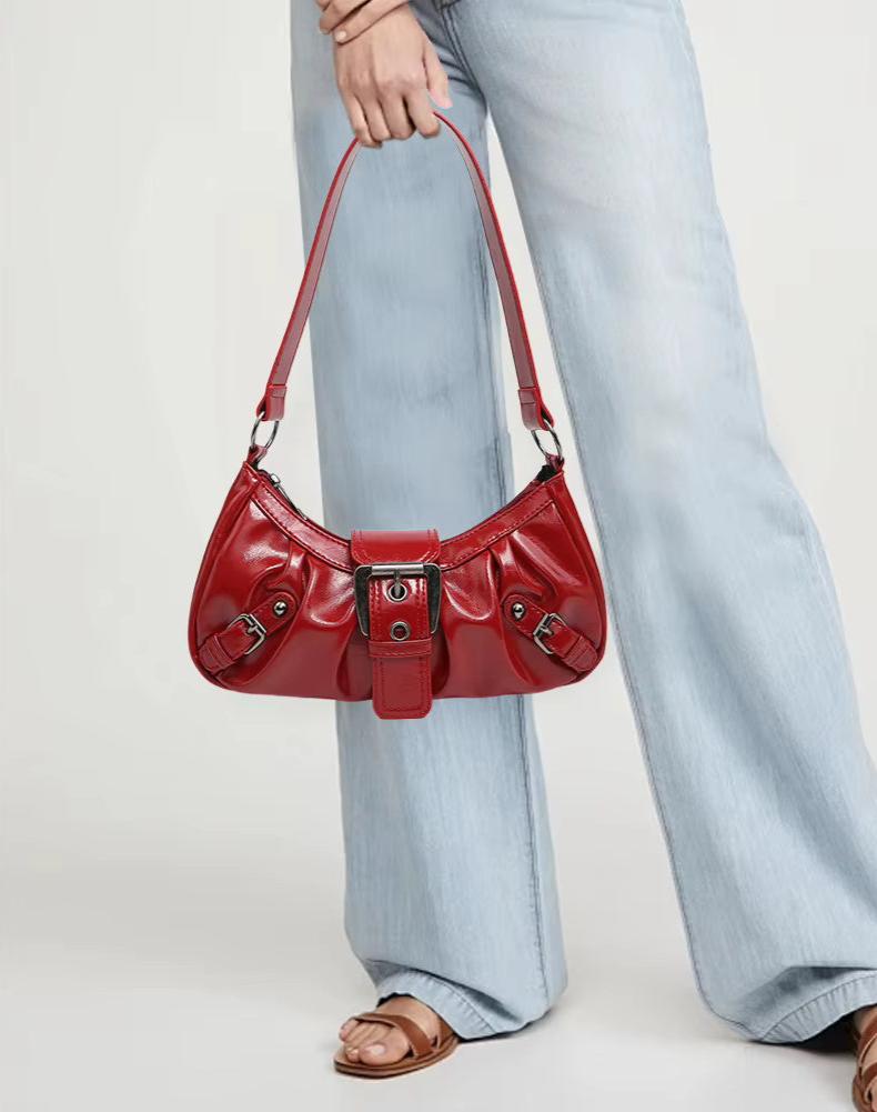 Distressed Faux Leather Hobo Bag with Buckle Detail for Everyday Use