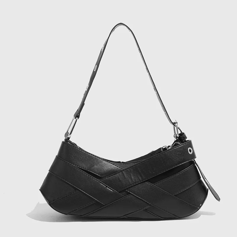 Buckle-Strap Shoulder Bag - Faux Leather - Casual Everyday Use