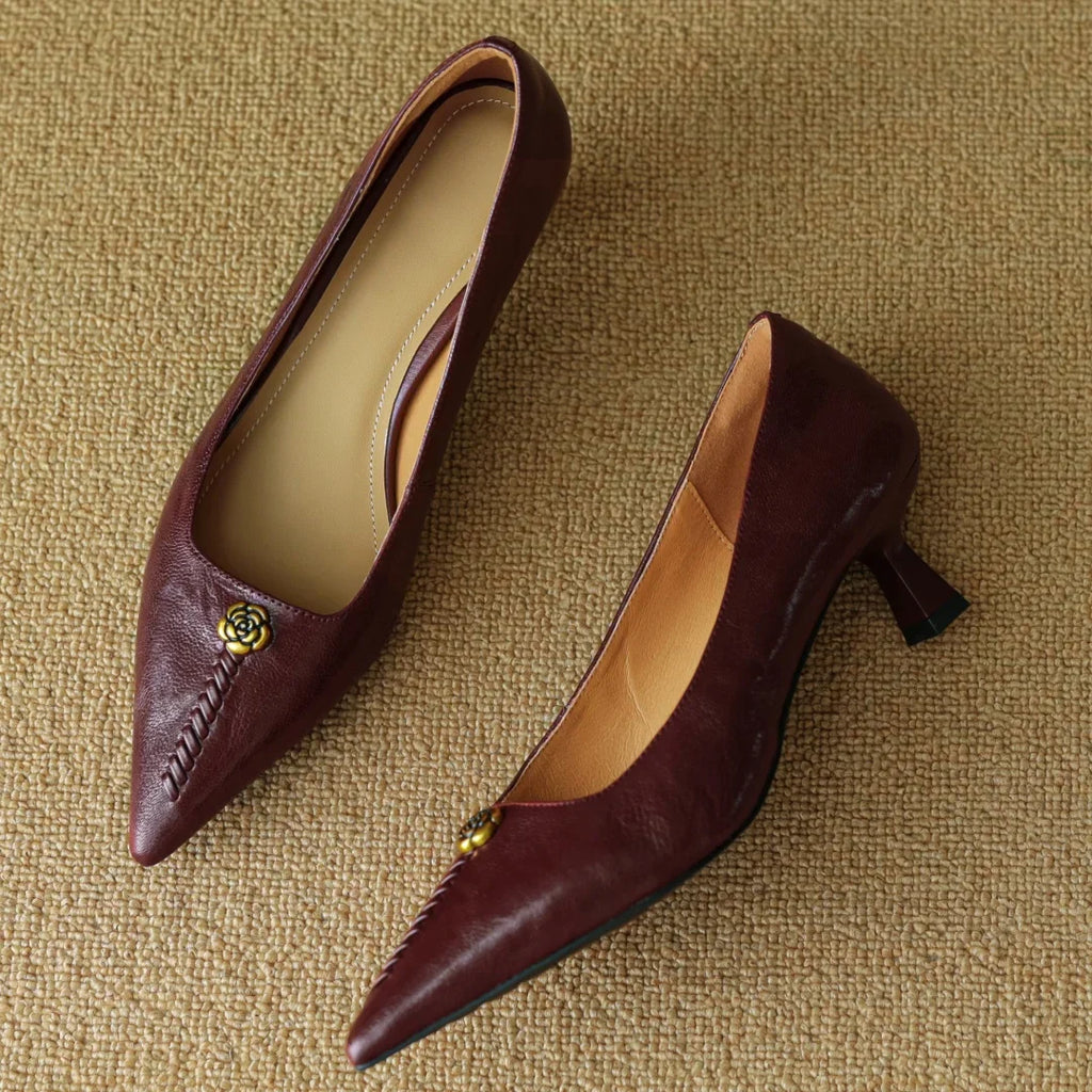 Leather Heels for Women - Clara Rose Design - Elegant Dress Shoes
