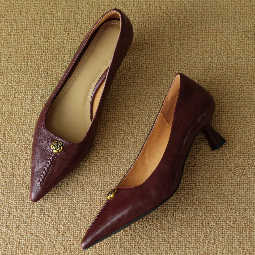 Leather Heels for Women - Clara Rose Design - Elegant Dress Shoes