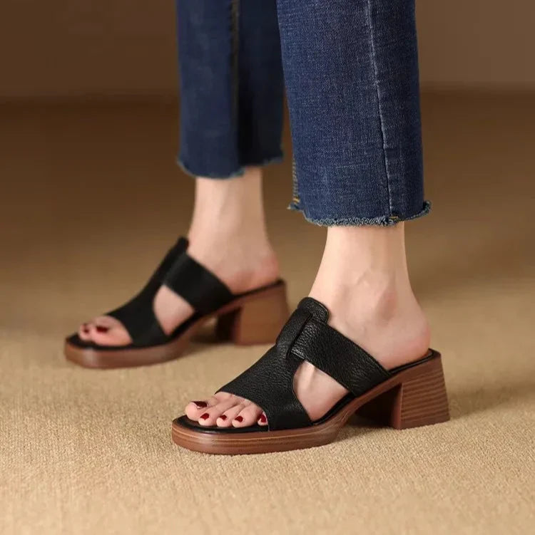 Leather Sandals for Women - Comfortable Casual Footwear for Summer
