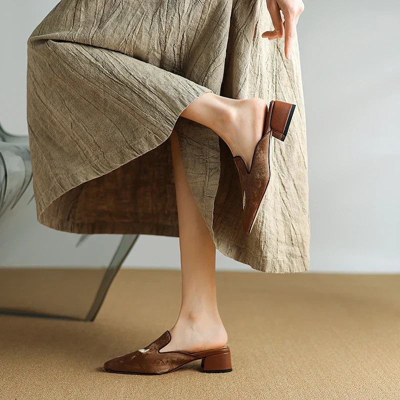 Velvet Mules for Women - Stylish Slip-On Footwear for Casual or Dressy Occasions