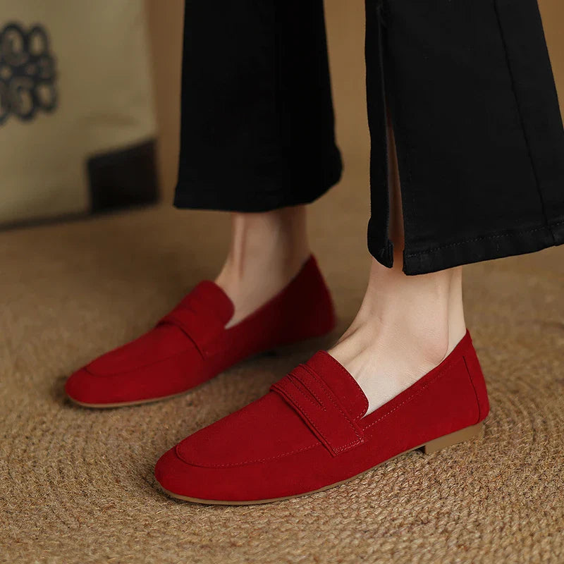 Suede Loafers for Women - Comfortable Casual Slip-On Shoes in Classic Design
