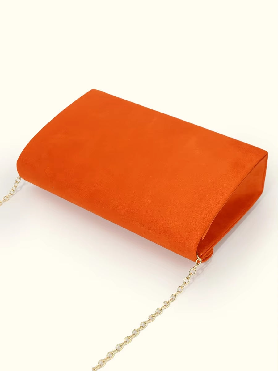 Suede Velvet Envelope Clutch Bag for Evening Events and Parties