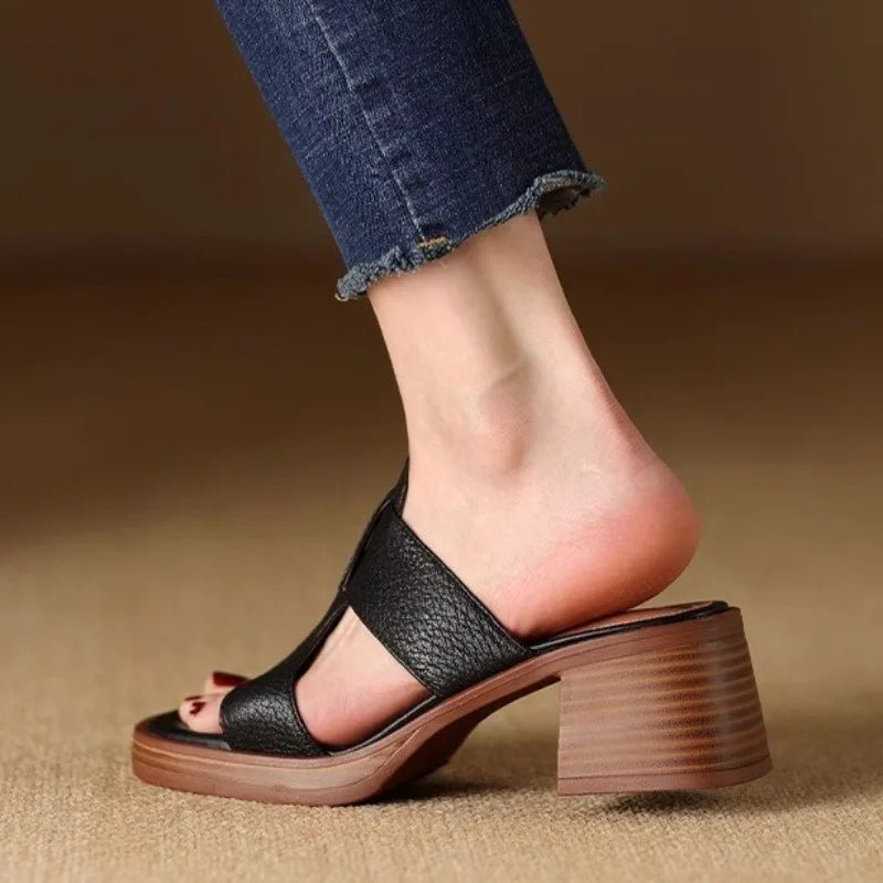 Leather Sandals for Women - Comfortable Casual Footwear for Summer