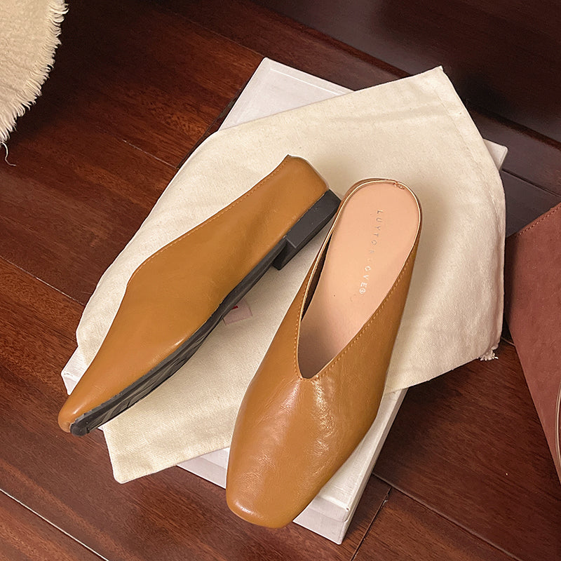 Leather Flat Shoes for Women - Comfortable Everyday Slip-On Footwear