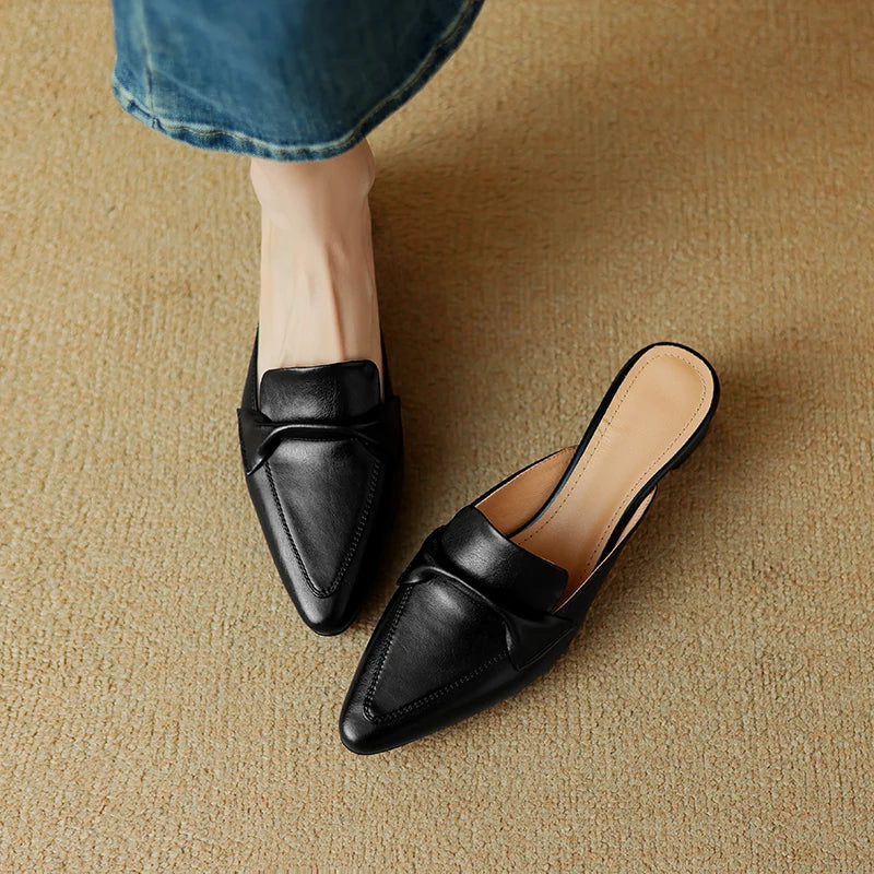 Leather Mules for Women - Stylish Slip-On Footwear for Everyday Wear