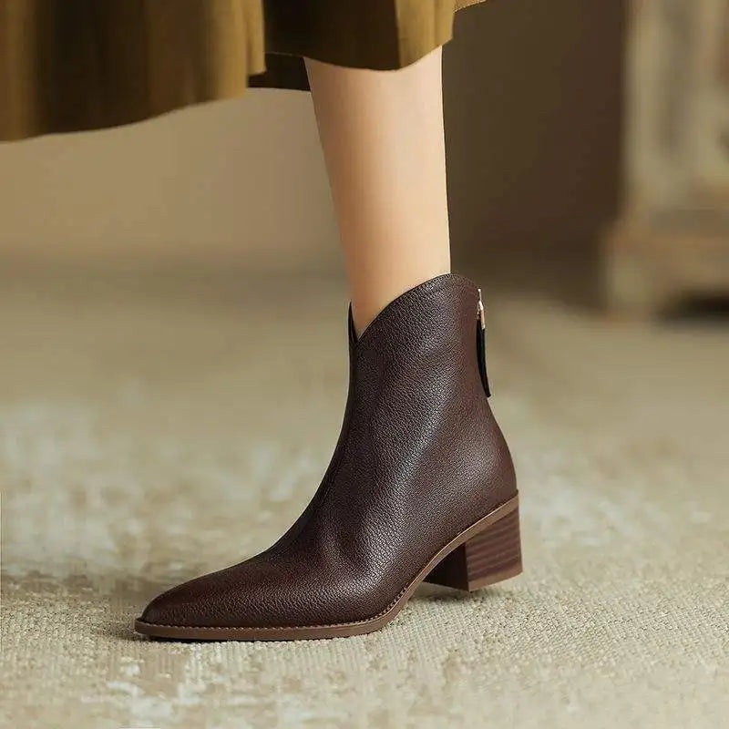 Leather Ankle Boots for Women - Classic Design for Everyday Wear