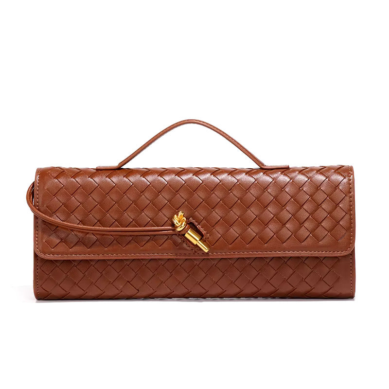 Woven Vegan Leather Clutch Bag - Chic Design for Evening and Casual Use