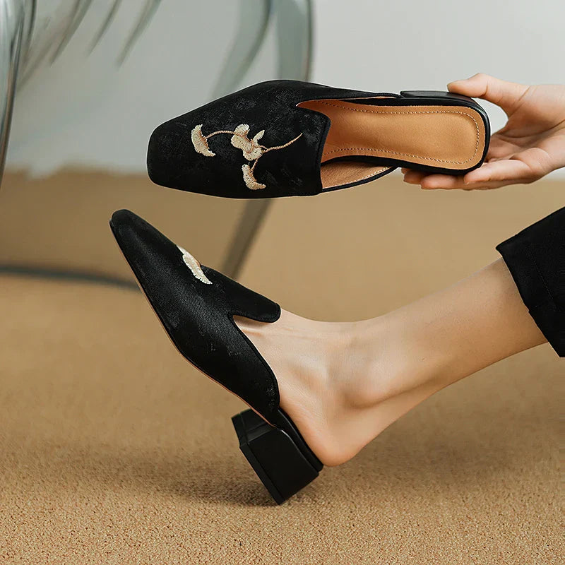 Velvet Mules for Women - Stylish Slip-On Footwear for Casual or Dressy Occasions