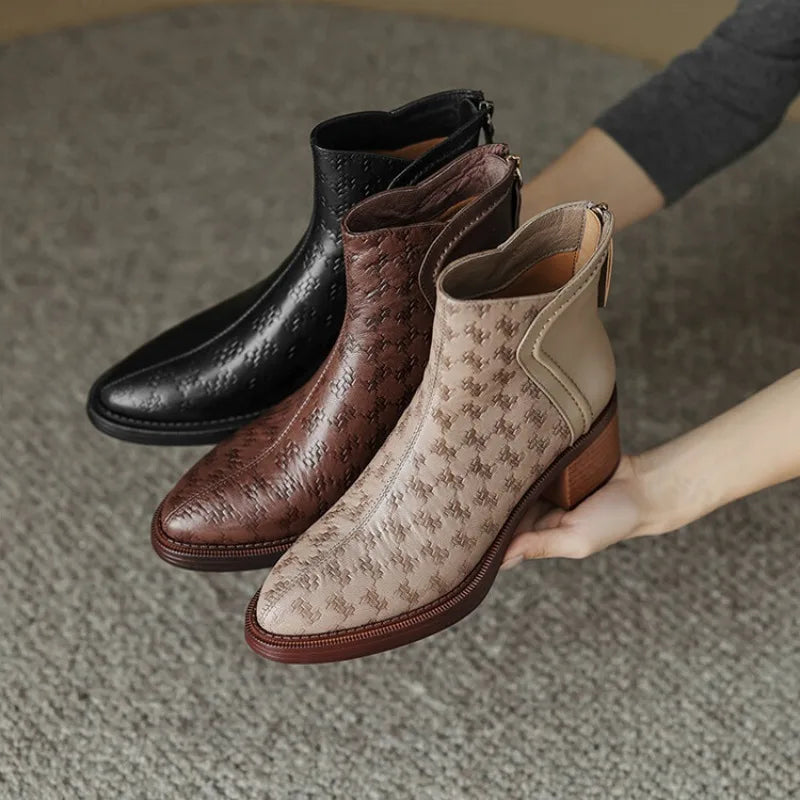 Ankle Boots for Women - Leather, Casual Style, Everyday Wear, Black