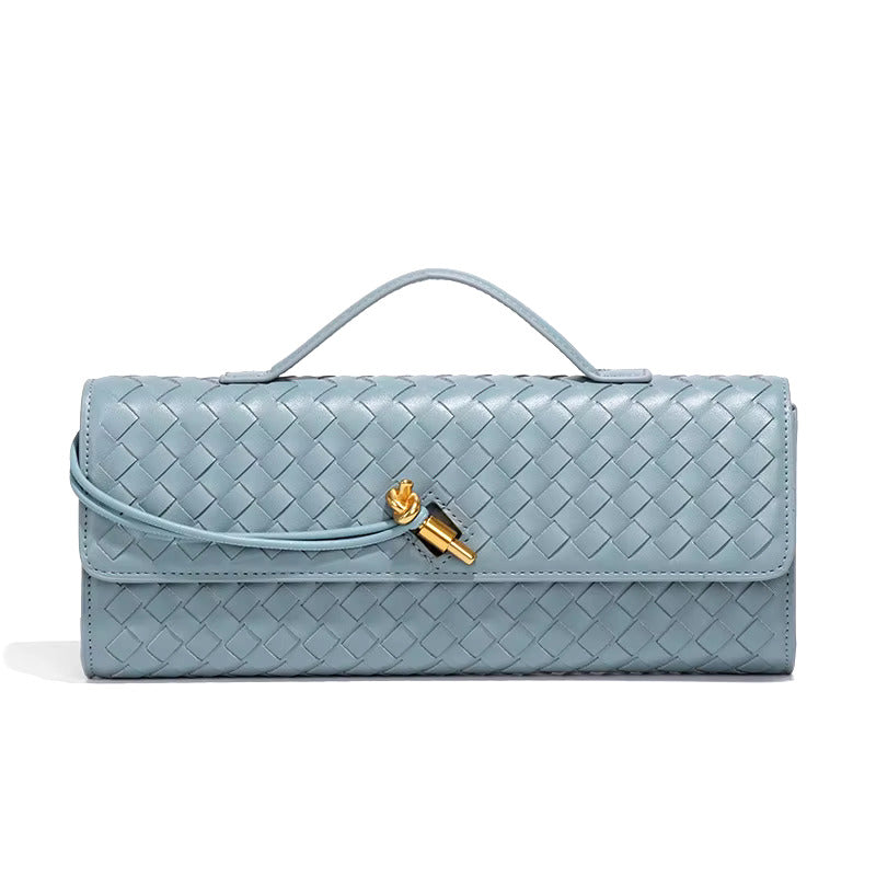 Woven Vegan Leather Clutch Bag - Chic Design for Evening and Casual Use