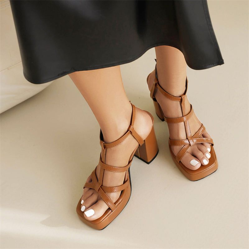 Women’s Heel Sandals - Stylish Faux Leather Design for Casual or Dressy Wear