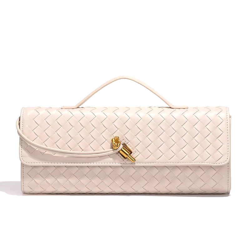 Woven Vegan Leather Clutch Bag - Chic Design for Evening and Casual Use