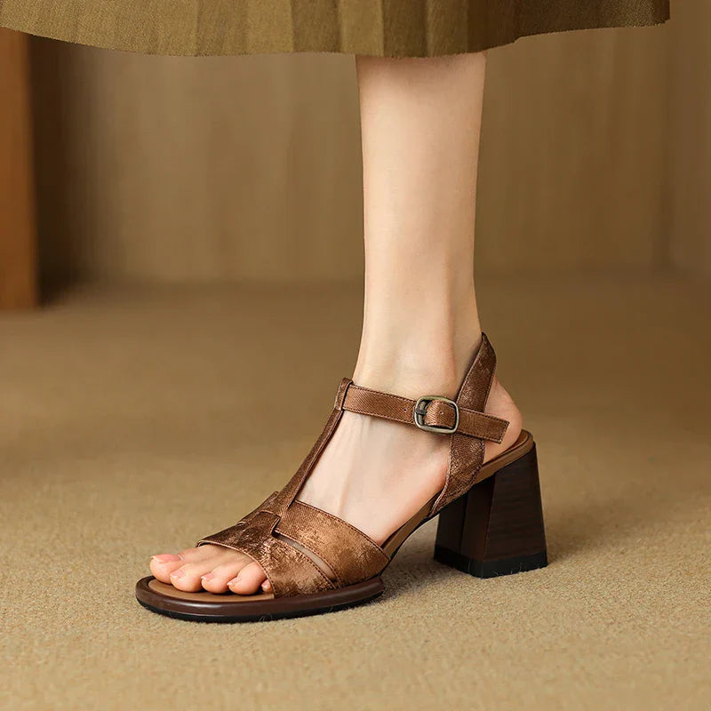 Block Heels for Women - Stylish Faux Leather Footwear for Casual or Formal Wear