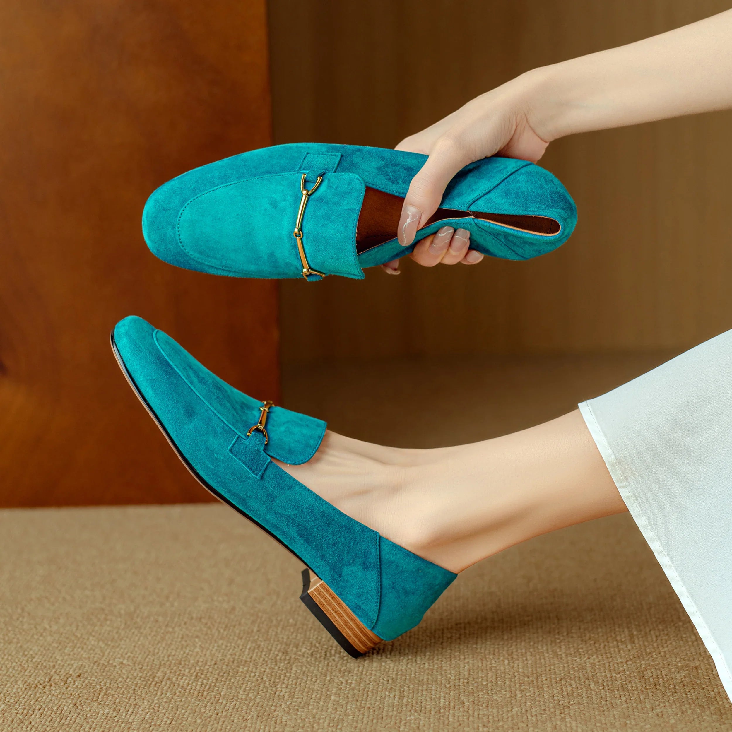 Suede Loafers for Women - Comfortable Casual Slip-On Shoes in Various Colors