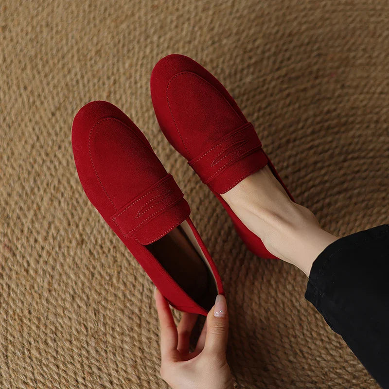Suede Loafers for Women - Comfortable Casual Slip-On Shoes in Classic Design