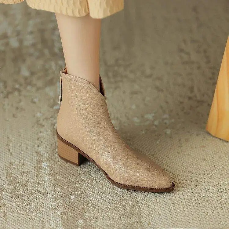 Leather Ankle Boots for Women - Classic Design for Everyday Wear
