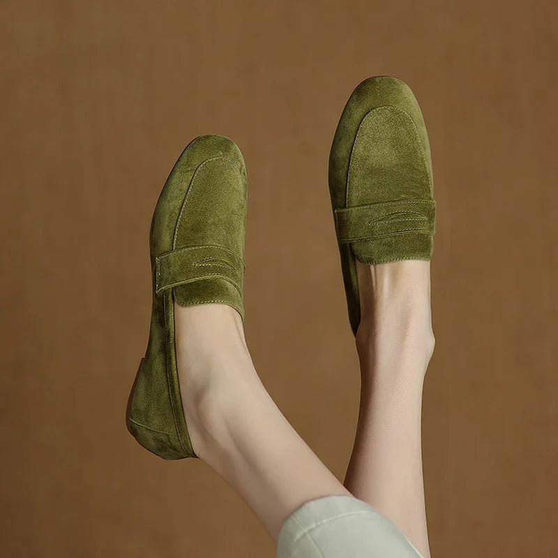 Suede Loafers for Women - Comfortable Casual Slip-On Shoes in Classic Design