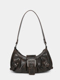 Distressed Faux Leather Hobo Bag with Buckle Detail for Everyday Use