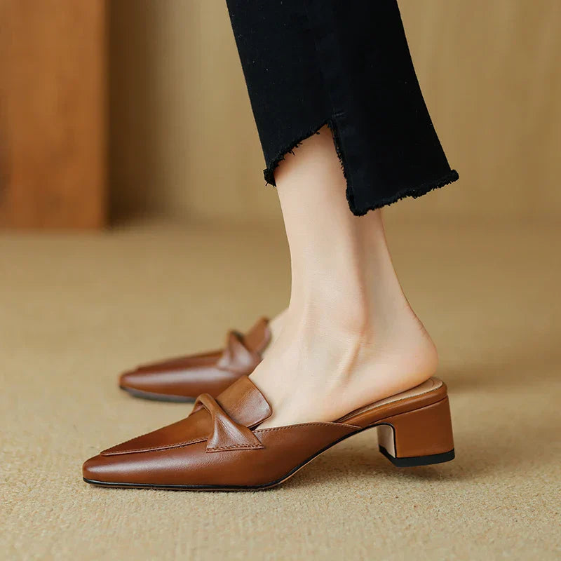 Leather Mules for Women - Stylish Slip-On Footwear for Everyday Wear