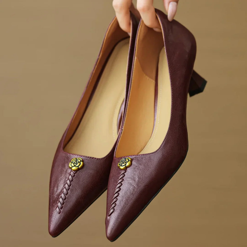 Leather Heels for Women - Clara Rose Design - Elegant Dress Shoes