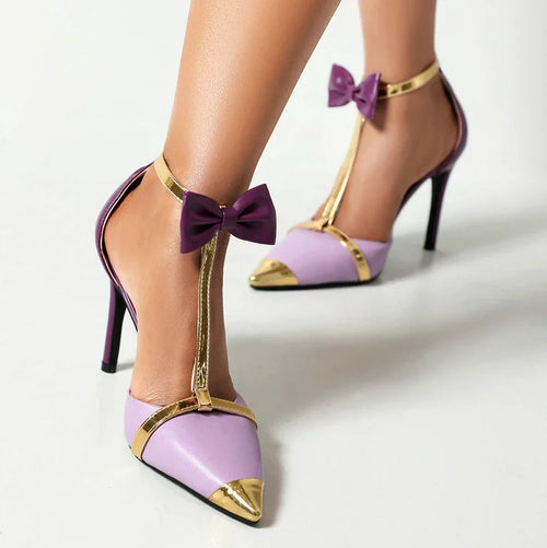 Bow Detail Heels - Elegant Satin Dress Shoes for Women